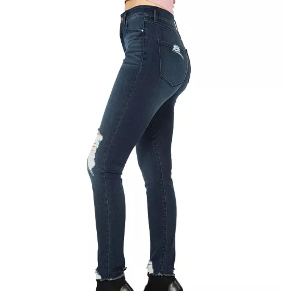 Rewash Stevie Skinny Jeans Dark Wash Distressed Raw Chewed Hem Size 9/29